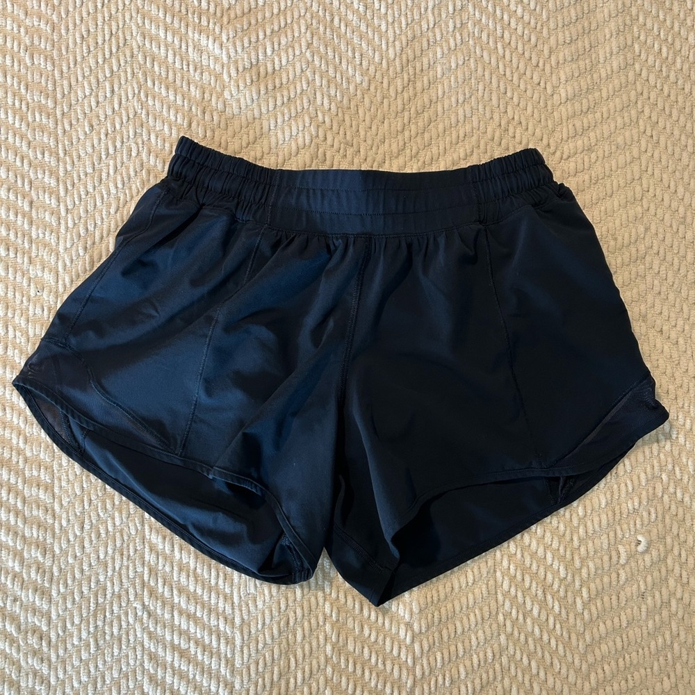 Lululemon Navy Hotty Hot Shorts 4in Inseam